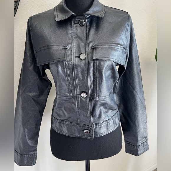 Rebecca Minkoff Jackets & Blazers - ⚡ Rebecca Minkoff RM Shimmer Moto Jacket – Silver, Black & Charcoal Gray (NWT)
